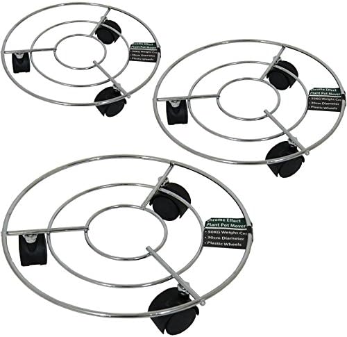 50KG Chrome Effect Wire Plant Pot Mover Wheel Plate Planter Stand Holder Trolley (3)
