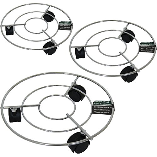 50KG Chrome Effect Wire Plant Pot Mover Wheel Plate Planter Stand Holder Trolley (3)