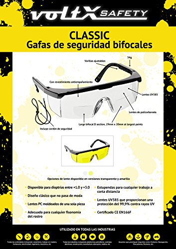 voltX ‚Classic‘ farblose Bifokalschutzbrille (+1,5 Dioptrie) mit Sicherheitskordel CE EN166F zertifiziert - 7