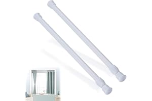 SJBAUTYO 2 Stücks Klein Ausziehbare Klemmstange,32-40cm Ausziehbare Kleiderstange,Spannstange ohne Bohren für Kleiderschrank,Schrank,Küche,Badezimmer,Weiß