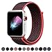 Produktbild HILIMNY Für Apple Watch Armband 42MM, Ersatz für iwatch Armband Series 3, Series 2, Series 1 (Bright Crimson/Schwarz, 42MM)