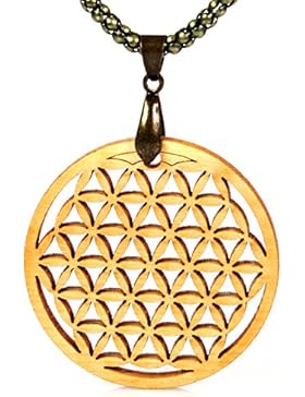 Blume des Lebens Amulett mit Halskette - Zirbe Massivholz - inkl. modernem Etui