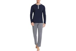 Litherday Pigiama Uomo Invernale Pigiama Uomo Cotone Lungo Pigiama Uomo Lungo Pigiama Uomo Scozzesi Pigiami Uomo Pigiama Casual per la Casa S-XXL