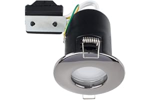 MiniSun | Fire Rated Black Chrome Domed Ceiling Downlights | Bath Recessed Lighting, Home Décor & Improvement Essential | Includes Bulb [6500K Warm White]
