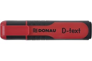 Zakreślacz Fluorescencyjny DONAU D-Text 1-5mm (linia) Czerwony/Artykuły do Pisania i Korygowania/Typ-Klasyczny/Rodzaj-Gumowana Rękojeść/Kolor-Czerwony/Dł. Linii (m)-200