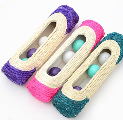 DaHanBL - Pelota de tres rollos para gatos, resistente a los arañazos, de sisal, tipo tambor, juguete para masticar (color al azar)