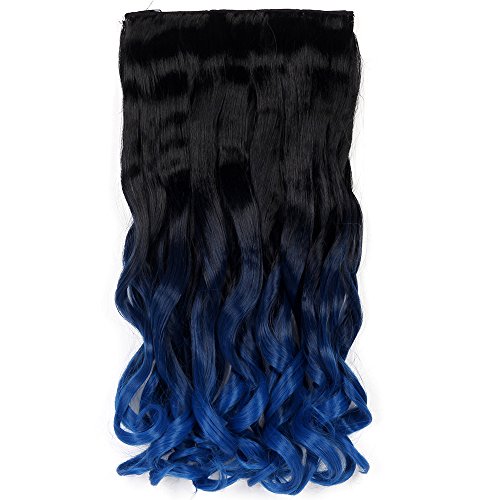 Neverland Ombre Haar Extensions Clip in haar extensions haarverlängerung clips 7pcs Naturschwarz zu Blau - 2