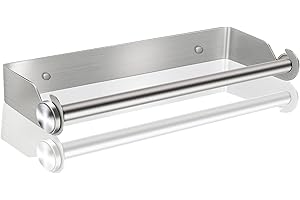 ANHORTS Portarotolo da cucina senza forare, portarotolo da cucina a parete, portarotolo da cucina in acciaio inossidabile, distributore di carta da cucina, portarotolo da cucina organizer (Argento)