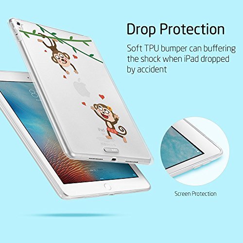 iPad Pro 9.7 Hülle, ESR® Auto aufwachen/Schlaf Funktion Ledertasche mit Durchschaubar Rückseite Abdeckung mit Muster Schutzhülle für iPad Pro 9.7 (Affe) - 9