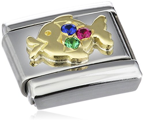 Nomination Comp. Classic TIERE - WASSER Edelstahl, 18K-Gold und Cubic Zirc. (Fisch FARBIG) 030306