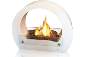 PUR LINE Purline Saturn Biochimenea de Suelo de diseño Moderno en Acero Inoxidable Color Blanco Lacado