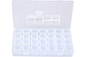 Qoosea Siming Sorting Box Transparent (Empty) 28 Compartments, Removable Two-Seater Beads Box