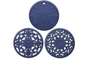 AWOEORSTY Silicone Trivet Mats, 3 Heat Resistant Pot Holders, Multipurpose Non-Slip Hot Pads for Kitchen Countertops & Table (Blue)