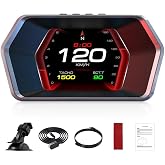Ally P17 HUD OBD2 &amp; GPS &Ccedil;ift Sistemli Ara&ccedil; Bilgisayarı | Dijital Kilometre, Su ve Yağ Sıcaklığı &Ouml;l&ccedil;er, Hız &amp; Alarm G&ouml;stergeli