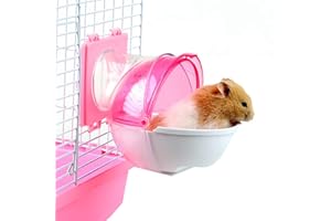 NUYYR Vasca da Bagno Criceti, Sabbia per Criceti, Criceto Vasca da Bagno, Bagno di Sabbia per Criceti, Plastica Rimovibile Bagno Lettiera Sabbia Criceti per Piccoli Animali Cincillà, Criceto, Rosa