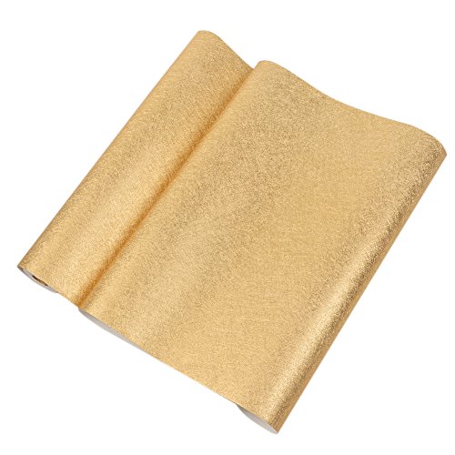 Luxus Gold Folie Tapete Wohnzimmer Schlafzimmer TV Hintergrund Wand, Decke Reflektierende gebürstet Gold Leaf Tapeten, lang 10 m * Breite 0,53 m (5 & # x33 a1;), Pure Tapete Golden - 5