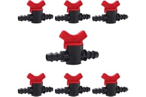 VooGenzek 7 Pièces Vanne Commutation d'Irrigation, Irrigation Pipe Valve Switch, Robinet Jardin en Plastique PE, Robinet Barbelé Double Mâle, pour L'irrigation des Pelouses de Jardin, pour 16mm Tuyau