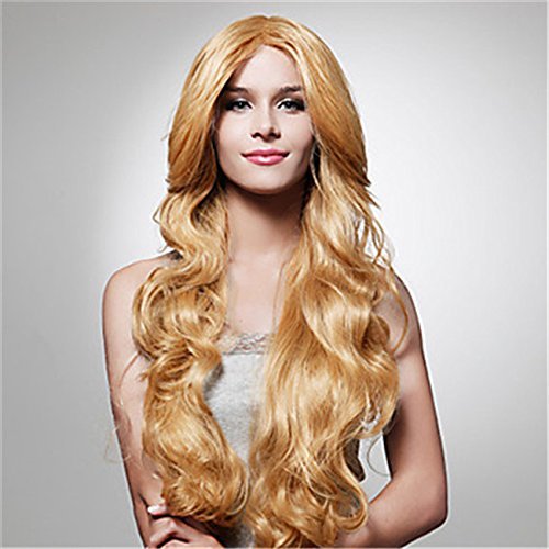 THZ long curly wigs women's wigs Golden blonde fashion cosplay hiar wigs