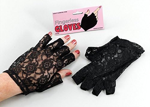 Black Fingerless Short Fingerless Lace Gloves Madonna Lady 1980's & Halloween Fancydress Accessory