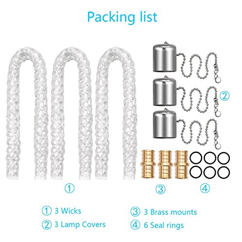 LANMU 3 Stück Wein Flasche Tiki leitet Kit, Tiki Fackel Dochte, Wein Flasche Wicks (With Cover) - 7