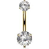 OUFER Body Piercing Navel Piercing Internally Titanium Navel Piercing 10/12/14/16 mm Belly Bars 14G Extra Long Navel Piercing Jewellery Gold Navel Bars Belly Button Piercing Jewellery