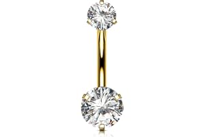 OUFER Body Piercing Internally Titanium Belly Button Bars 10/12/14/16mm Belly Bars 14G Extra Long Navel Piercing Jewellery Gold Navel Bars Belly Button Piercing Jewellery