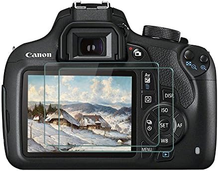 Ktele Tempered Toughened Optical Glass Camera Screen Protector For Canon 1200D/1300D/T5/T6/Kiss X70 X80 Digital SLR camera Anti-scratch Anti-burst Super Light Transmittance Digital Picture Frame 2X Sheets Screen Protector Foils