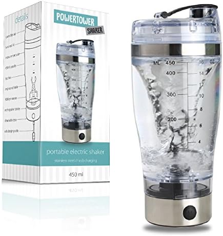 Electric protein shaker, mixer and blender for Whey, Casein, Diet products - ideal fitness, muscle gains and weight loss