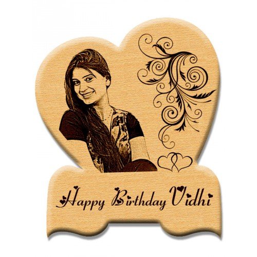 Incredible Gifts India Engraved For Life In Your Heart - Wooden Heart Photo Plaque