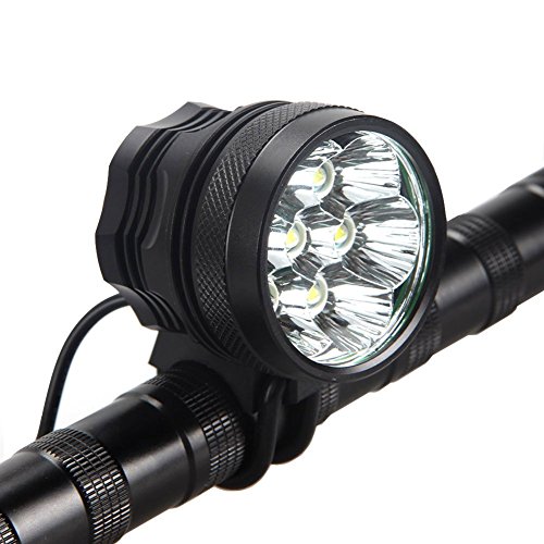 AIGUOZER® 7 LED 9800Lumen aufladbare Fahrradlicht Schweinwerfer mit 8800mAh Batterie Frontlichter Kopfleuchte Helmlampe Doppelzweck Standlicht Kopflichter Fahrradlampe vorne wasserdicht Kopflampe
