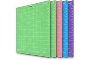 YADODO Lot de 5 Tapis de Découpe pour Cricut Explore Air 2/Air/One/Maker StandardGrip/LightGrip/FrabricGrip - Autocollants Multiples - Vert Rose Bleu Violet 30,5x30,5cm Tapis de Decoupe Couture