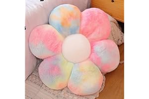 Morbuy Flower Shaped Plush Pillow Cushion Chair Seat Pad, Fluffy Soft Cute Flowers Cushion Floor Tatami Seating Pillow, Bedroom Sofa Reading Corner Decor (65cm/25.5inch,Tie Dye)
