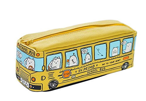 Fablcrew Bolsa de L piz Modelo de Autobus de Dibujos Animados Lienzo Pencil Case 19 6 5 6cm Amarillo Fablcrew Bolsa de L piz Modelo de Autobus de Dibujos Animados Lienzo Pencil Case 19 6 5 6cm Amarillo