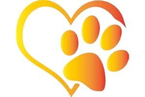 CUSTOM VINYL Pegatina de Coches Impermeable Resistente Calor Diseño Corazón Forma Huella de Perro (Oro)