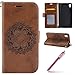 Produktbild Leder Schutzhülle für Sony Xperia X,Sony Xperia X Hülle,Sony Xperia X Lanyard Handyhülle,Hpory Elegante Retro Mandala Blumen Muster PU Leder Flip Hülle Kunstleder Tasche Brieftasche im Bookstyle Klapphülle Wallet Cover Ledertasche Handyhülle Weiche Silikon Etui mit [Ständerfunktion] [Kartenfächer] [Magnetverschluß] [Lanyard Strap] Lederhülle Handytasche Kratzfeste Stoßdämpfend Schutzhülle Schutz Etui Schale für Sony Xperia X + 1 x Hpory Stylus-(Braun)