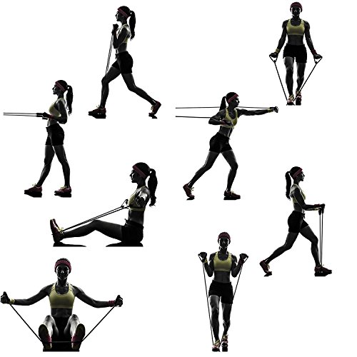 CUXUS Resistance Bands Widerstandsband Set- 5 Widerstandsbänder aus Latex, Griffe,Türanker & Fußschlaufen- Gymnastikband Trainingsbänder Fitnessbänder Expander für Ganz-Körper-Workout Yoga Pilates - 6
