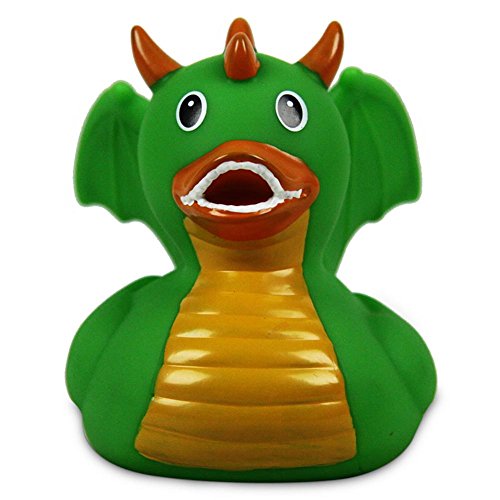 Quietscheente Drachen Ente Grün, Gummiente, Quietscheentchen, Badeente, Quietsch Ente, Sammelfigur, Gummi Bade Spielzeug, LiLaLu, 1913 - 2