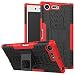 Produktbild Nadakin Sony Xperia XZ Premium / G8141 G8142 Hülle Schutzhülle Hybrid Rugged Phone Case Stoßfest Handys Schutz Cover mit eingebautem Kickstand Shockproof für Sony Xperia XZ Premium / G8141 G8142 (Rot)