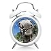 Produktbild Nachttisch-Wecker mit Hintergrundbeleuchtung, batteriebetriebene Reise-Uhr, runde Twin Bell-Laut-Wecker (individuelles Muster) 135. Esel, Schnauze, Nase, Schlieen, Tier, Haustier