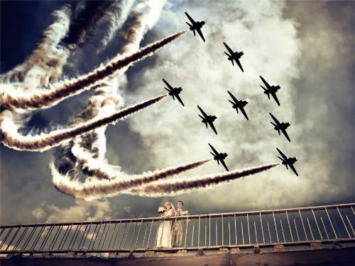 12 X 16 INCH / 30 X 40 CMS WEDDING COUPLE FIGHTER JETS BRIDE GROOM PHOTO FINE ART PRINT POSTER HOME DECOR PICTURE BMP526B