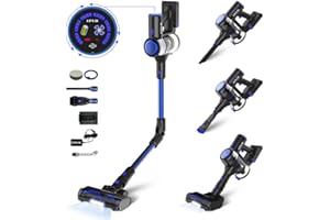 Diyuto Aspiradora Sin Cable,33kPa Aspiradora con Transmisión Variable Continua,Modo Automático & Sensores de Detección,180°Aspiradora de Barra Plegable,Filtro de 6 Capas & 99,9% Recogida de Polvo