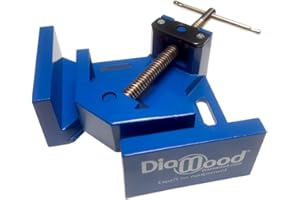 DIAMWOOD EXPERT EN EQUIPEMENT DIAMWOOD - Étau d'Angle Droit à Vis | 95 x 70mm | Serrage à Double Pivot | Serre Joint à Onglet 90 Degrés | Robuste en Fonte d'Aluminium | Outil Précision, Idéal pour Menuisier, Charpentier, Bricoleur