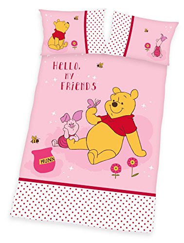 WINNIE THE POOH WENDE BETTWÄSCHE 80x80cm 135x200cm, 100% Baumwolle Renforce mit Reißverschluss, neu von Herding