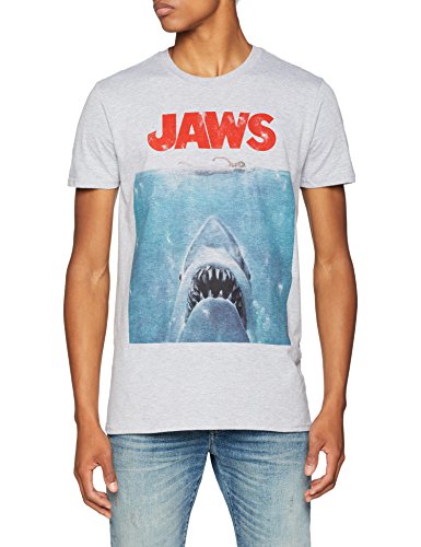 Jaws Movie Poster T-Shirt, (Grey Marl SPO), L Homme