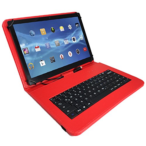 Qwertz Tastatur Tablet Tasche für Odys Winpad X9 / 22,6 cm / 8,9 “ mit Standfunktion – Deutsche Tastenbelegung – 9 Zoll Rot Tastatur - 4