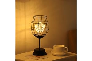 Osairous Luce notturna Retrò Ferro, Lampada da Tavolo Creativa Calice di Vino, Lampada Notturna Del Filo di Rame per Casa Ristorante Hotel