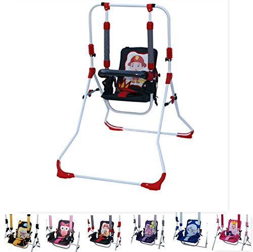 Clamaro 4 in 1 Babyschaukel 'SWING' in 6 Motiven - Indoor Baby Schaukel, Wippe, Liege und Hochstuhl in einem, Sicherheitsgurt mit Bügel, gepolsterter Sitz, kompakt zusammenklappbar