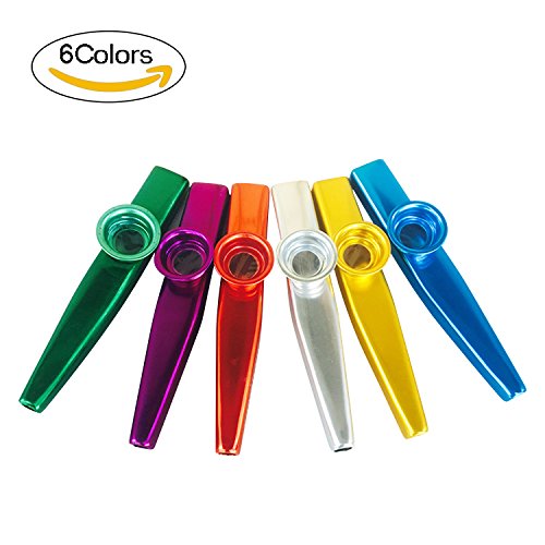Newkeen 6 Different Colors of Metallic Kazoo Aluminum Alloy Colorful Music Instrument for Kids Children(A Good Companion for Guitar, Ukulele, Violin, Piano Keyboard)