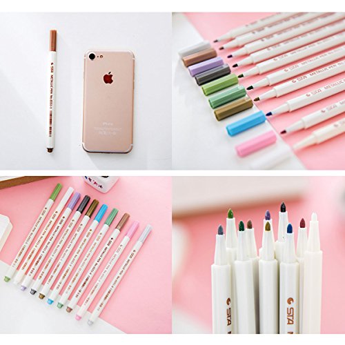 Audel Metallic Marker Pens, Satz von 10 Farben für Kartenherstellung DIY Fotoalbum Gebrauch auf irgendeiner Oberfläche-Papier Glas Kunststoff Keramik - 4