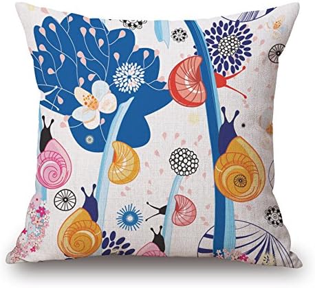 Pillow Case Garden flowers and yellow flowers bird and Snail Cushion Cover Sofa Throw Pillow Case Christmas Decoration 45*45cm,Snail